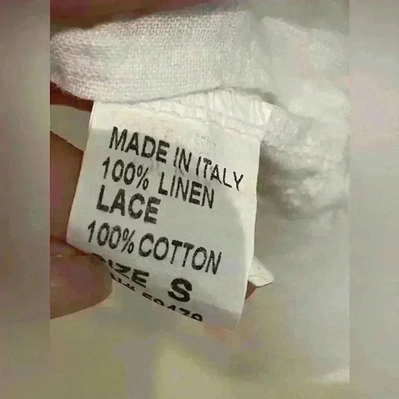 Vanessa Zani White Linen Lacy V-Neck Top Size S Made in Italy - Picture 7 of 10